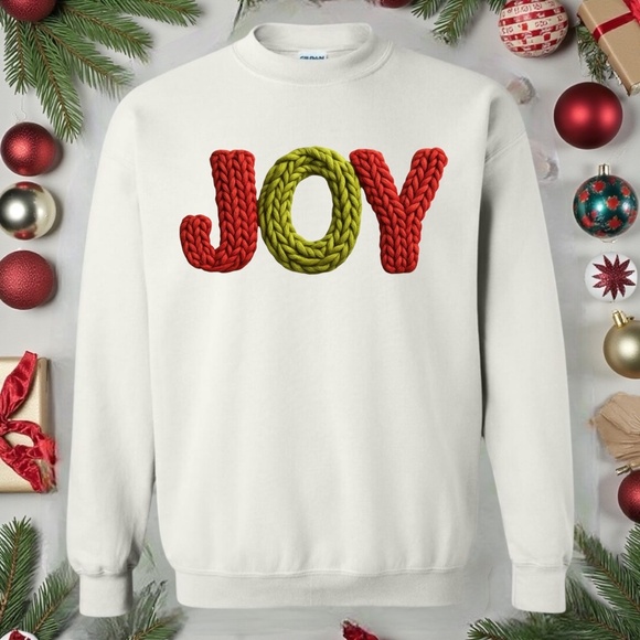 Joy Sweatshirt Faux Yarn simple but pretty White S M L XL XXL Soft realistic 3D - Picture 9 of 13